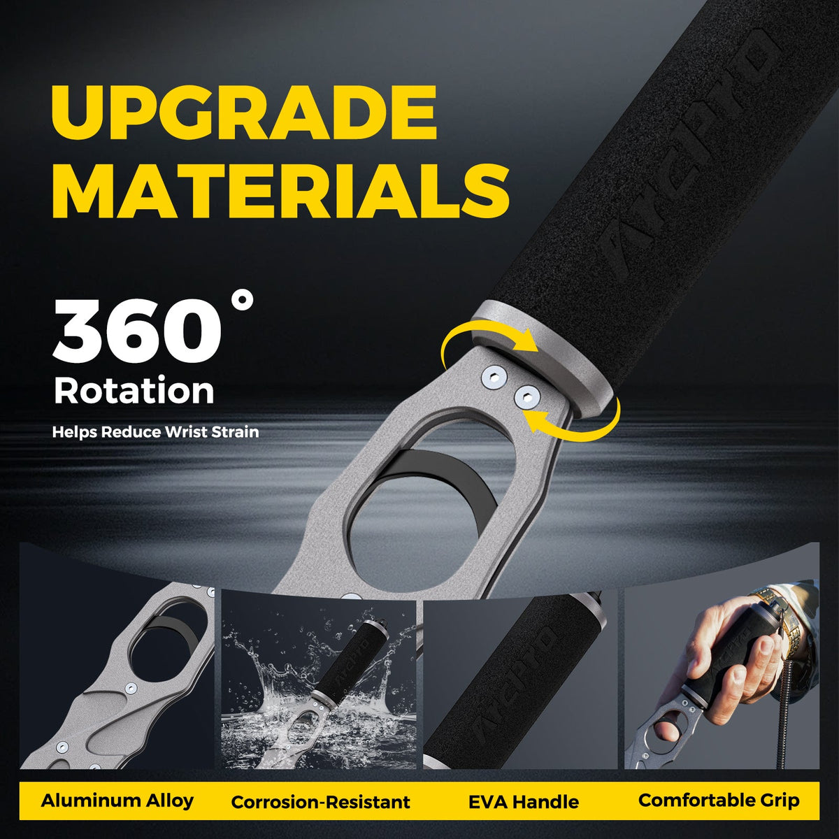 2-in-1 Fish Lip Gripper, One-Finger Operation, Aluminum Fish Gripper with Scale