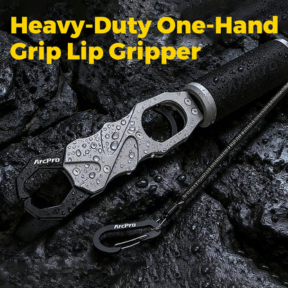 2-in-1 Fish Lip Gripper, One-Finger Operation, Aluminum Fish Gripper with Scale