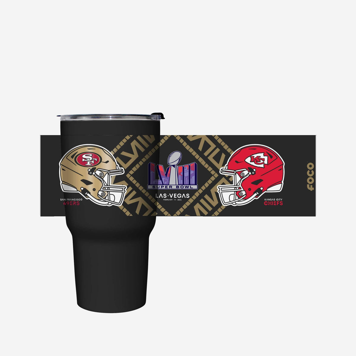 Kansas City Chiefs vs San Francisco 49ers Super Bowl LVIII Black 27 oz Stainless Steel Tumbler