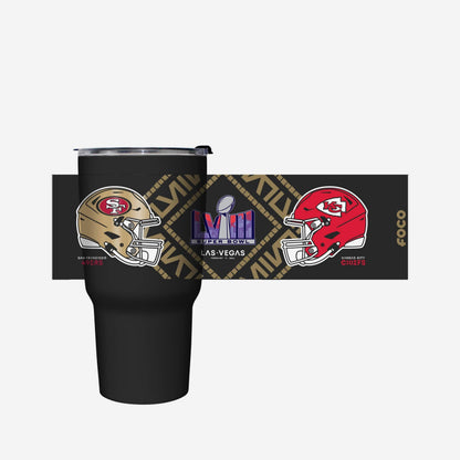 Kansas City Chiefs vs San Francisco 49ers Super Bowl LVIII Black 27 oz Stainless Steel Tumbler